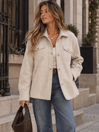 WOMEN'S LONG SLEEVE BUTTON UP FRONT POCKETS JACKET