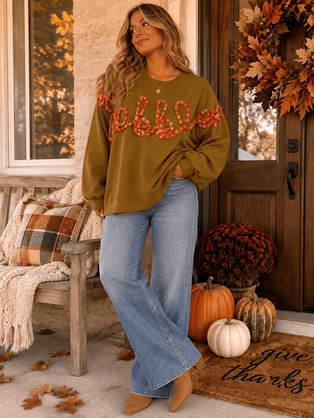 WOMEN'S LONG SLEEVE DETAILED PULLOVER SWEATER