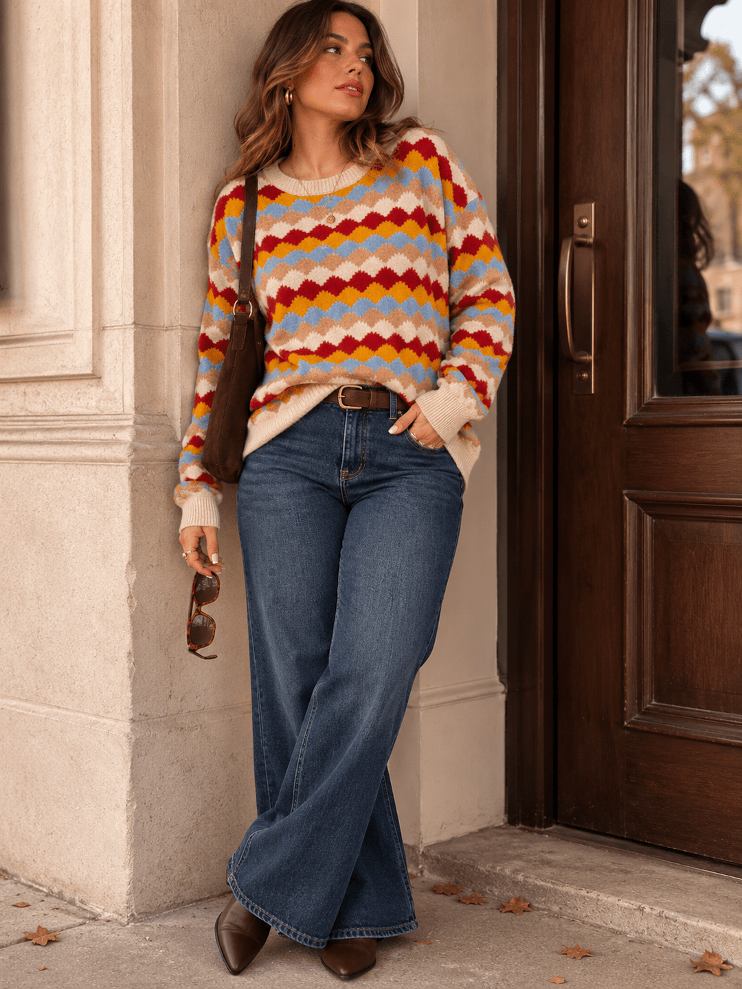 WOMEN'S LONG SLEEVE COLORBLOCK PULLOVER SWEATER