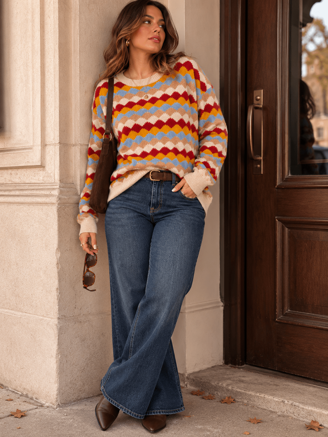WOMEN'S LONG SLEEVE COLORBLOCK PULLOVER SWEATER