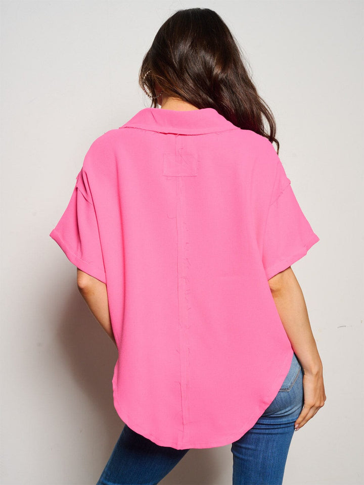 WOMEN'S SHORT SLEEVE V-NECK TUNIC BLOUSE TOP