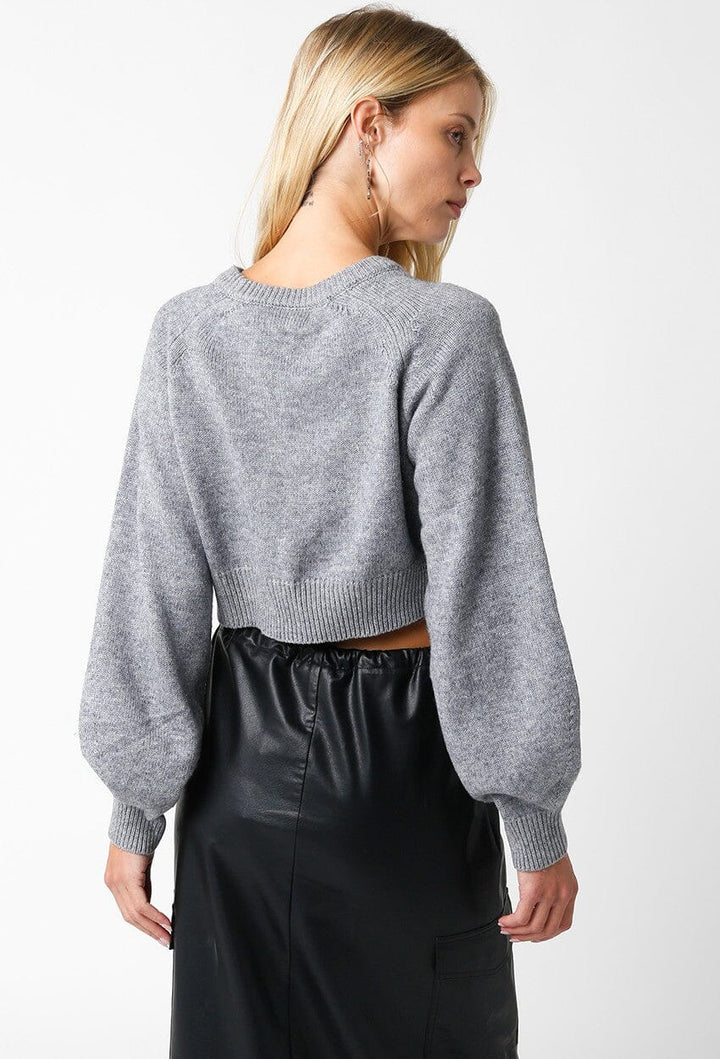 WOMEN'S LONG SLEEVE PULLOVER CROP SWEATER