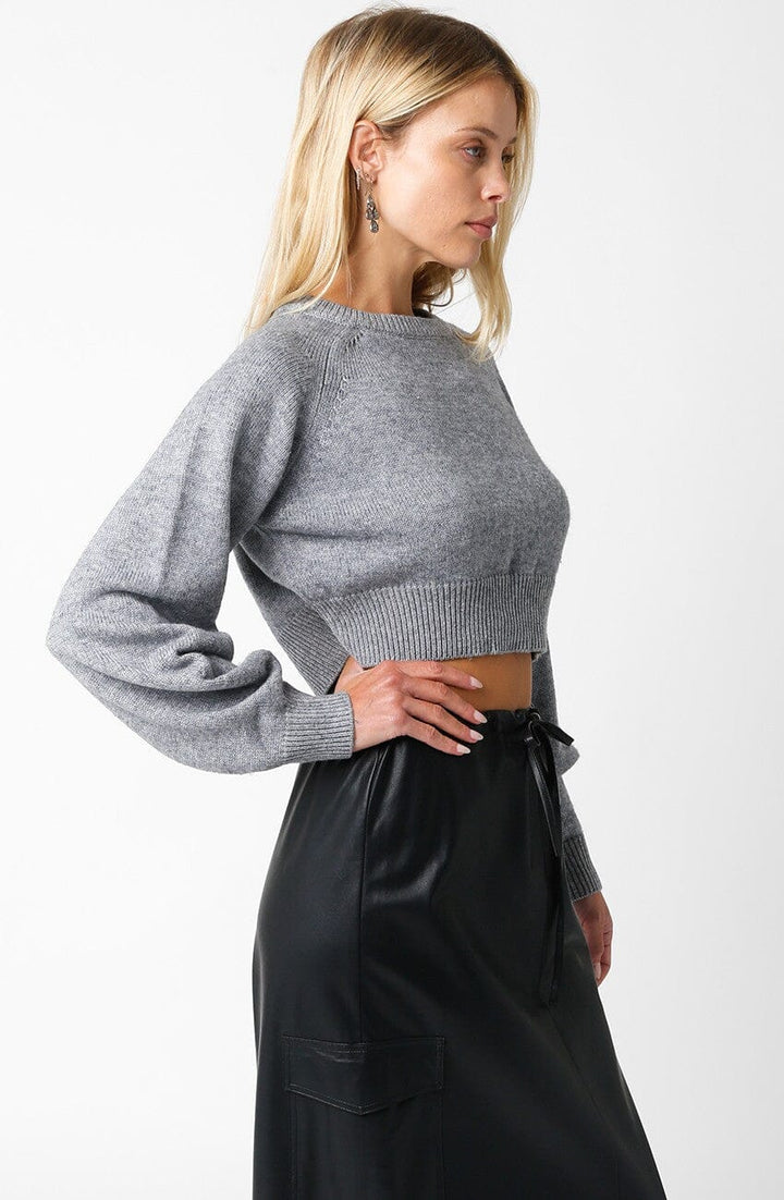 WOMEN'S LONG SLEEVE PULLOVER CROP SWEATER