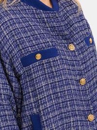 WOMENS'S LONG SLEEVE BUTTON CLOSURE POCKETS TWEED SHIMMER JACKET