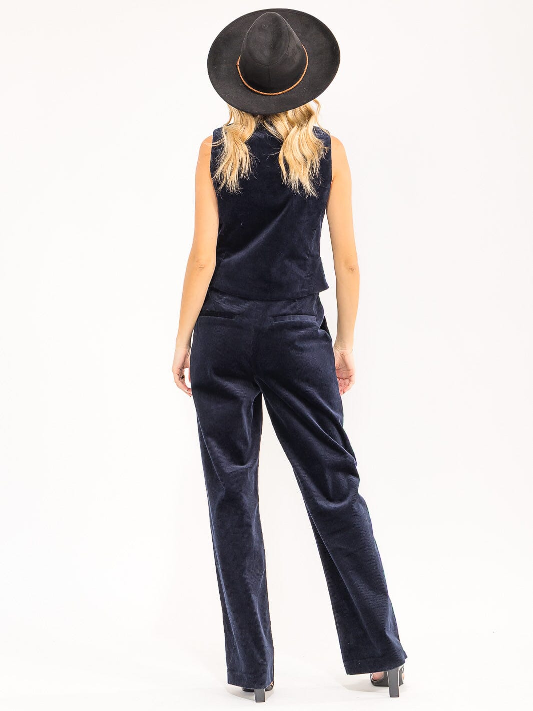 WOMEN'S SLEEVELESS VEST & WIDE LEG PANTS CORDUROY 2PC. SET