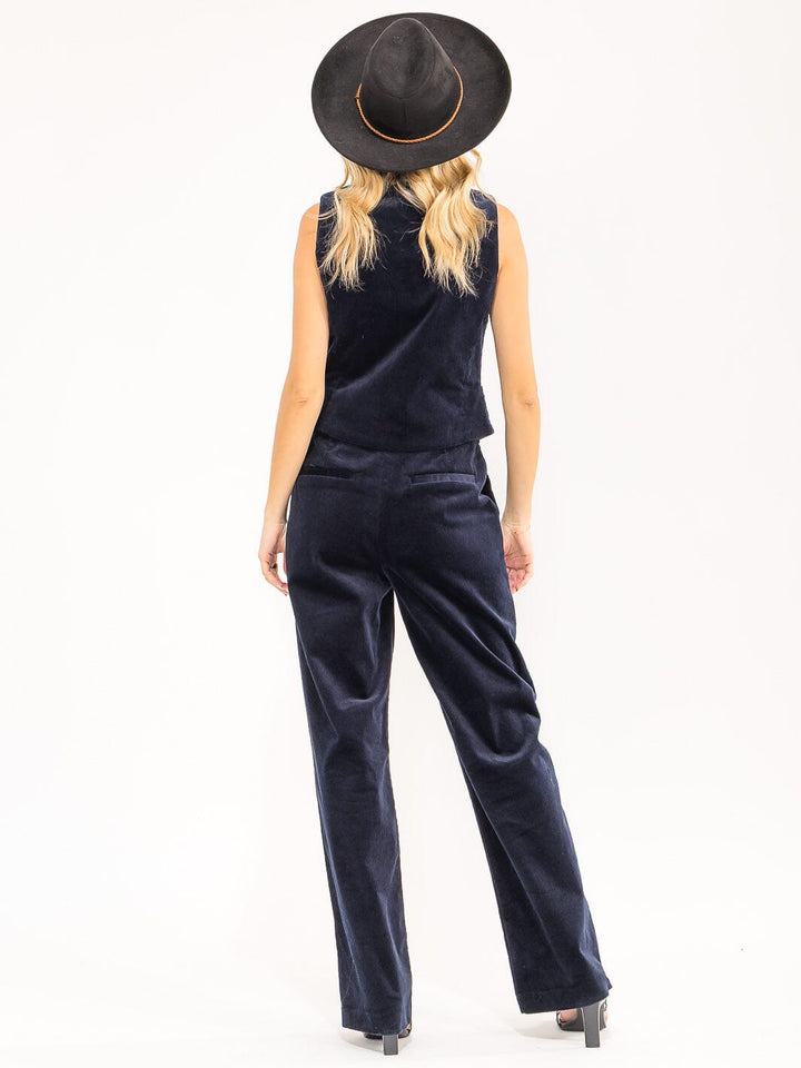 WOMEN'S SLEEVELESS VEST & WIDE LEG PANTS CORDUROY 2PC. SET
