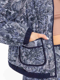 WOMEN'S LONG SLEEVE JACKET & ZIP UP MINI SKIRT MULTI PRINT PADDED 2PC. SET