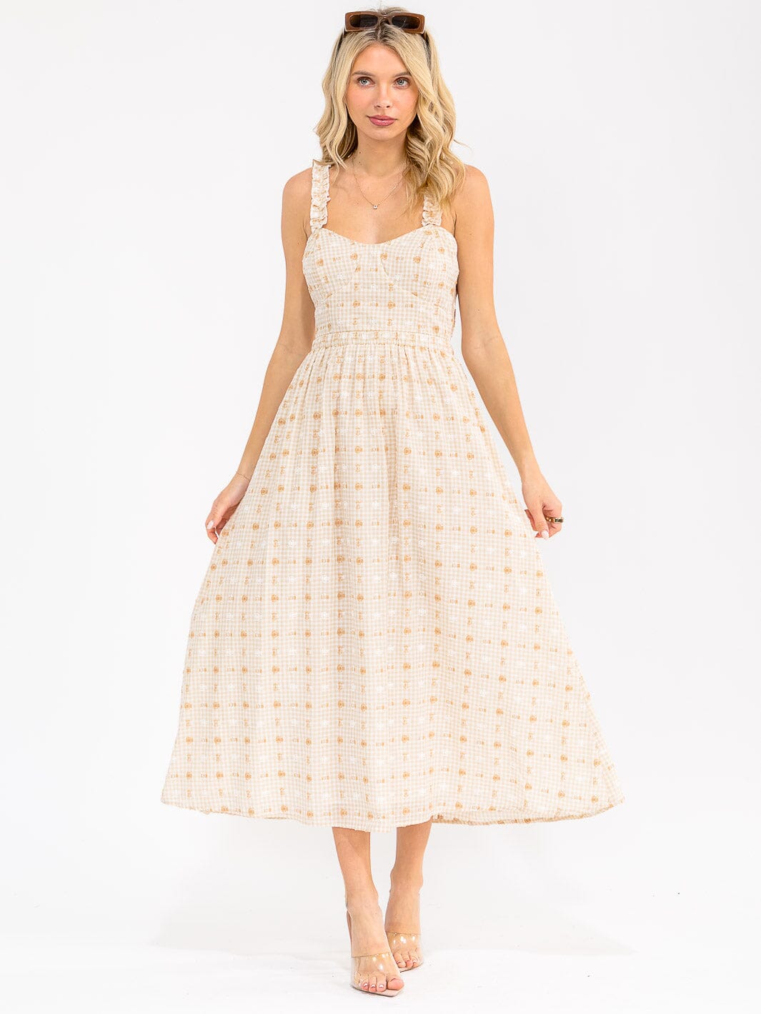 WOMEN'S SLEEVELESS SMOCK BACK CUT OUT MAXI DRESS