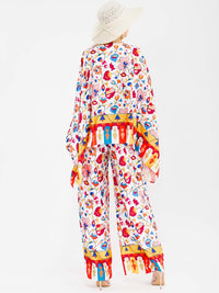 WOMEN'S LONG SLEEVE BLOUSE & ELASTIC WAIST PANTS FLORAL PRINT 2PC. SET