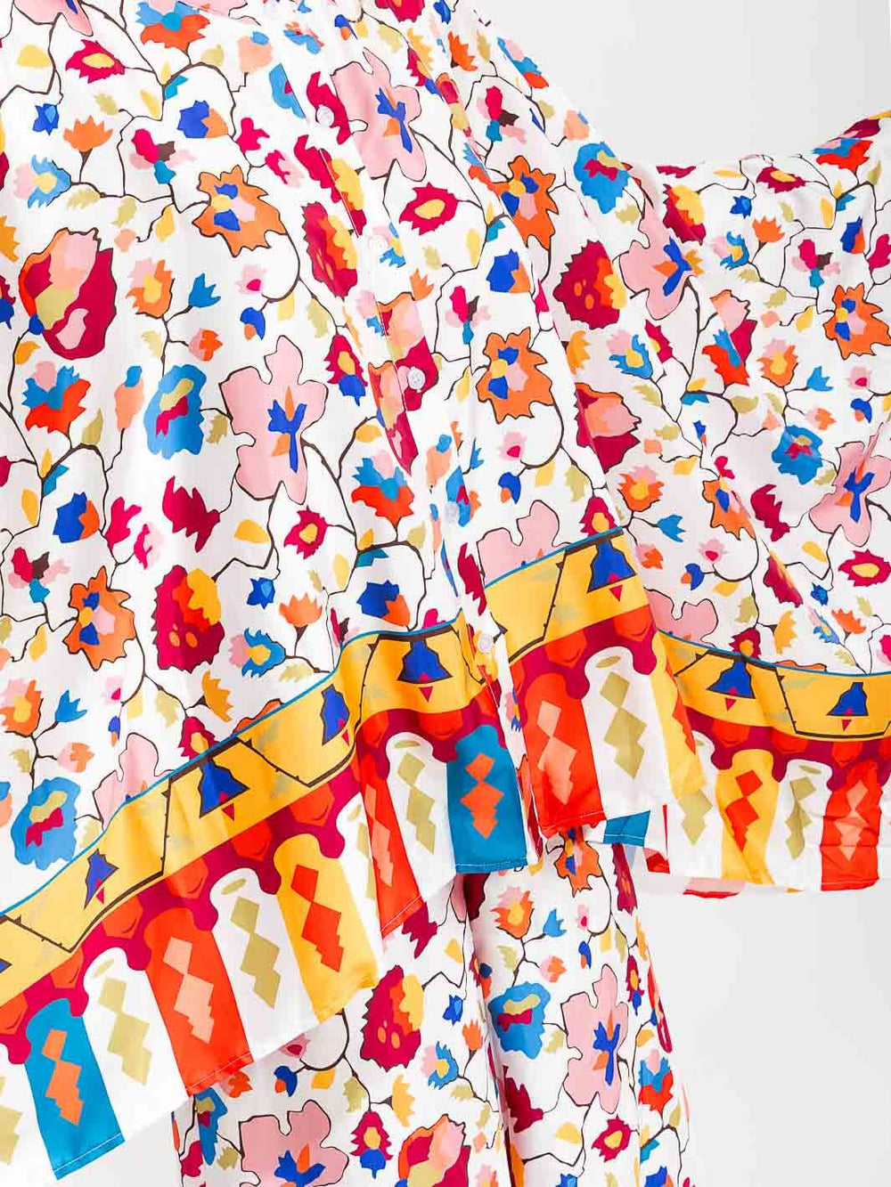 WOMEN'S LONG SLEEVE BLOUSE & ELASTIC WAIST PANTS FLORAL PRINT 2PC. SET