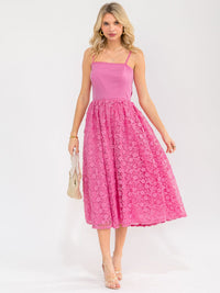 WOMEN'S SLEEVELESS OPEN BACK LACE FLORAL MAXI DRESS