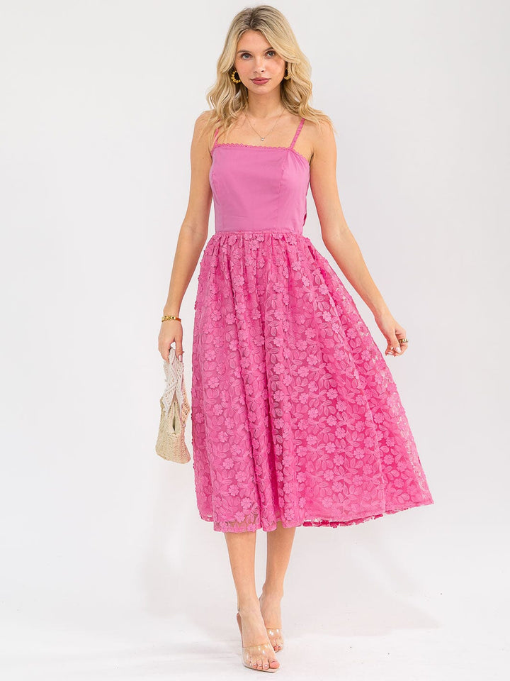 WOMEN'S SLEEVELESS OPEN BACK LACE FLORAL MAXI DRESS