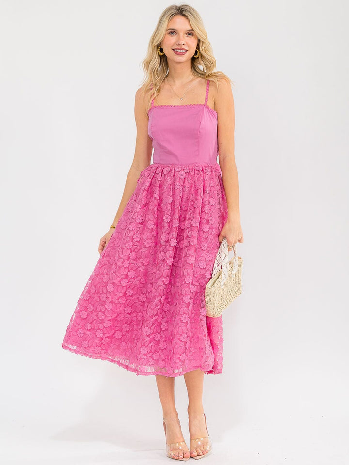 WOMEN'S SLEEVELESS OPEN BACK LACE FLORAL MAXI DRESS