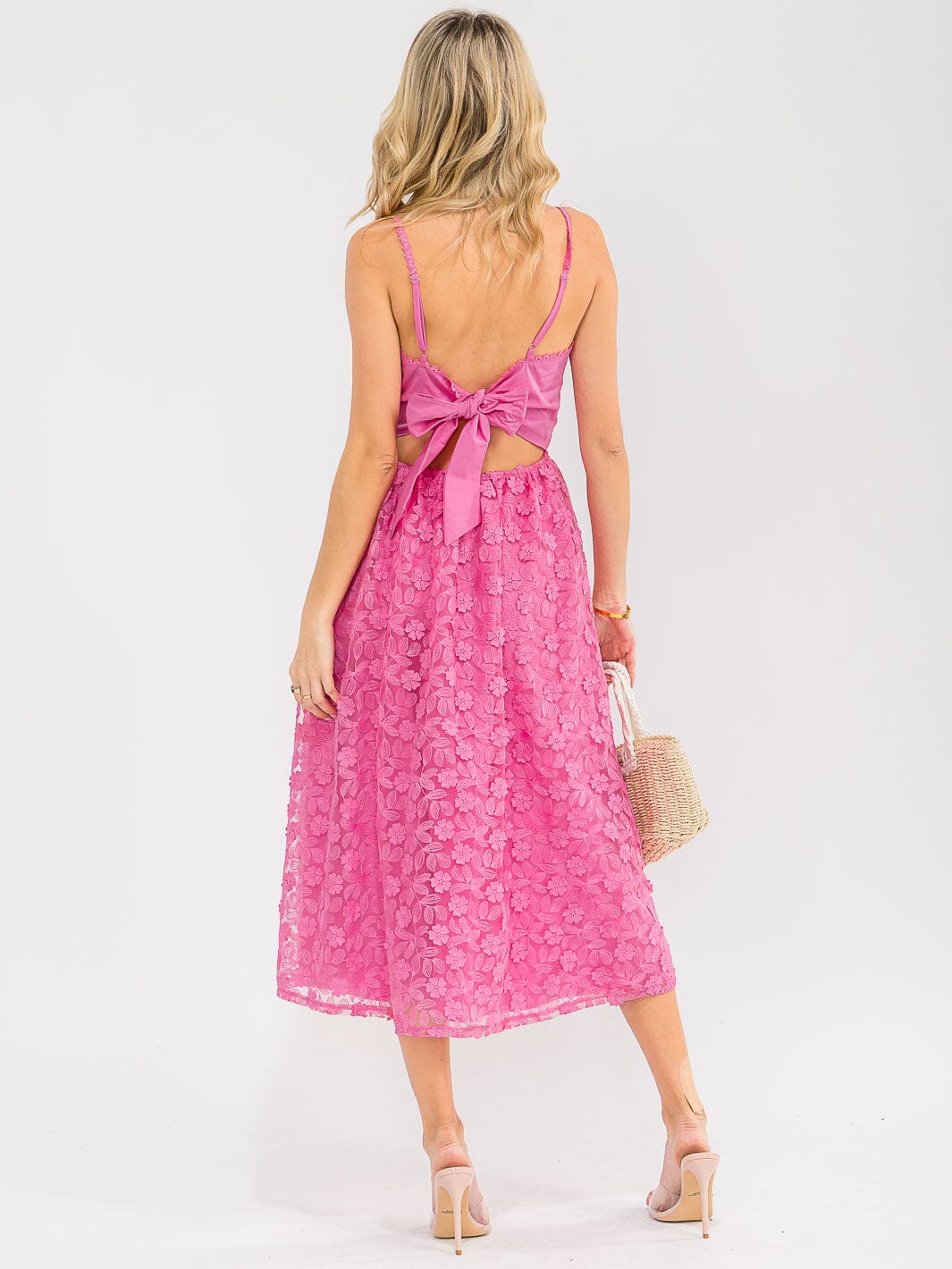 WOMEN'S SLEEVELESS OPEN BACK LACE FLORAL MAXI DRESS