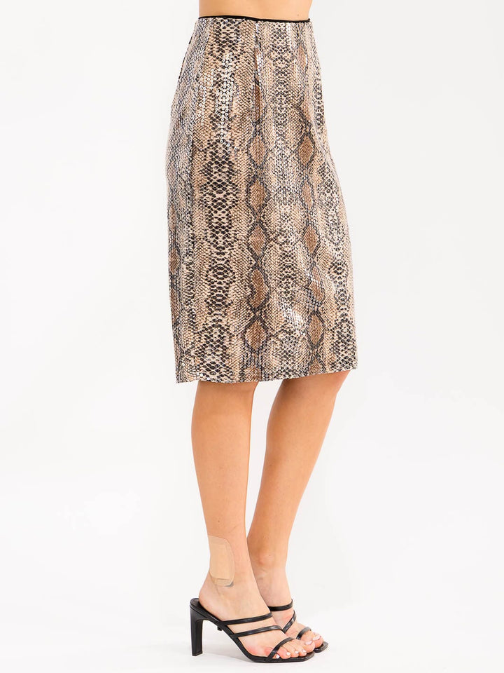 WOMEN'S ELASTIC WAIST SNAKE PRINT MDI SKIRT