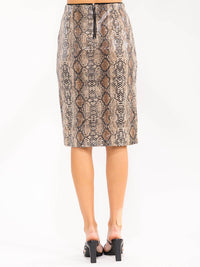 WOMEN'S ELASTIC WAIST SNAKE PRINT MDI SKIRT