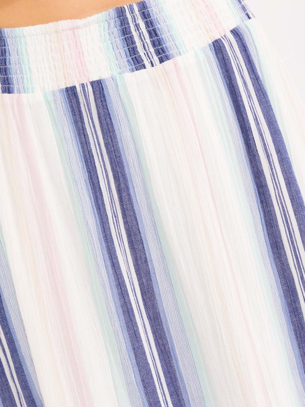 WOMEN'S ELASTIC WAIST MULTI STRIPES MAXI SKIRT