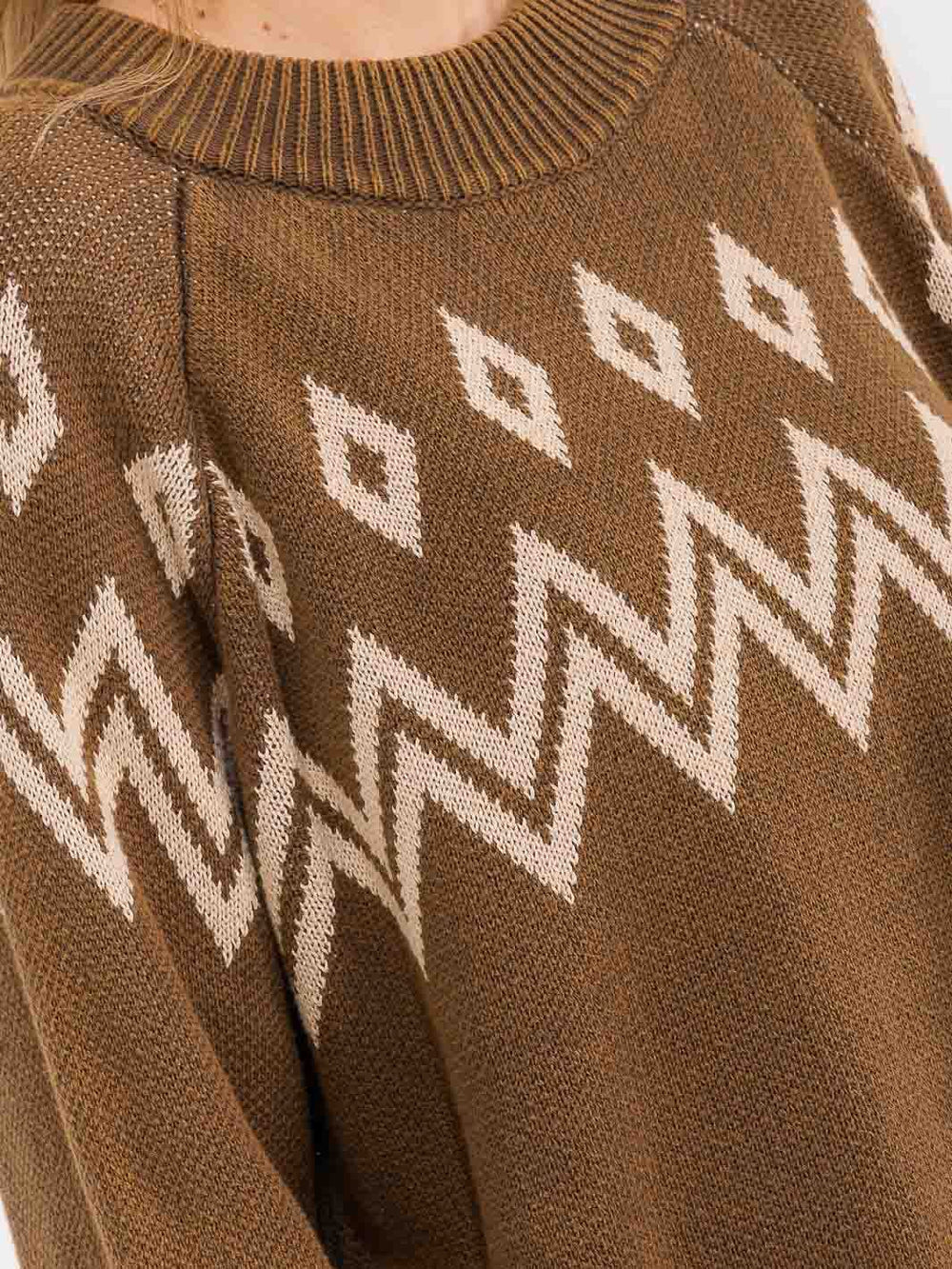 WOMEN'S LONG SLEEVE MULTI PRINT PULLOVER SWEATER