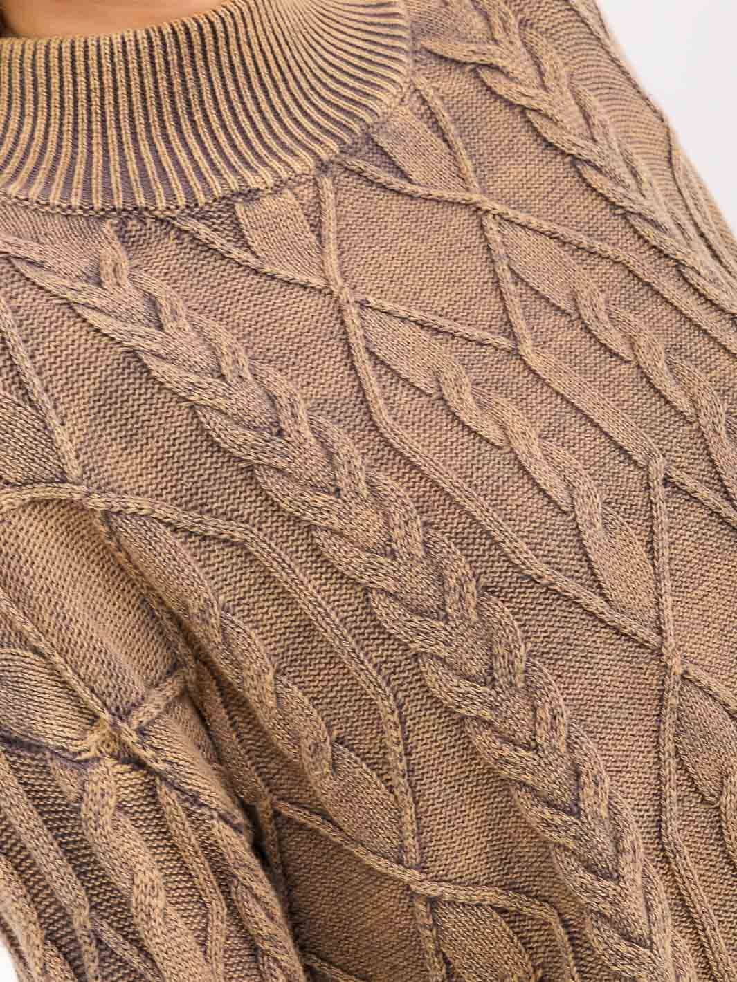 WOMEN'S LONG SLEEVE MOCK NECK RIBBED PULLOVER SWEATER