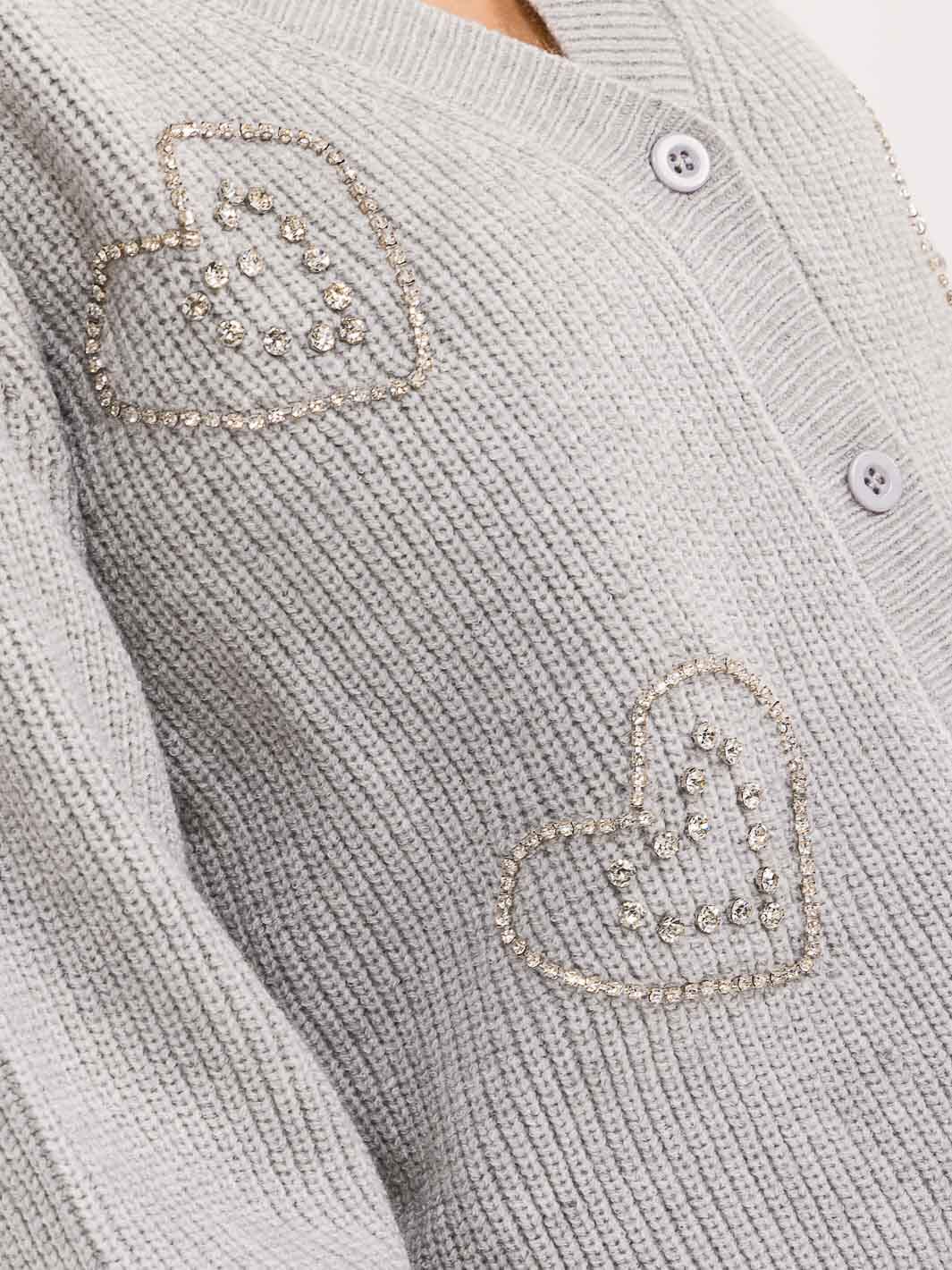 WOMEN'S LONG SLEEVE BUTTON UP STUDS KNIT SWEATER