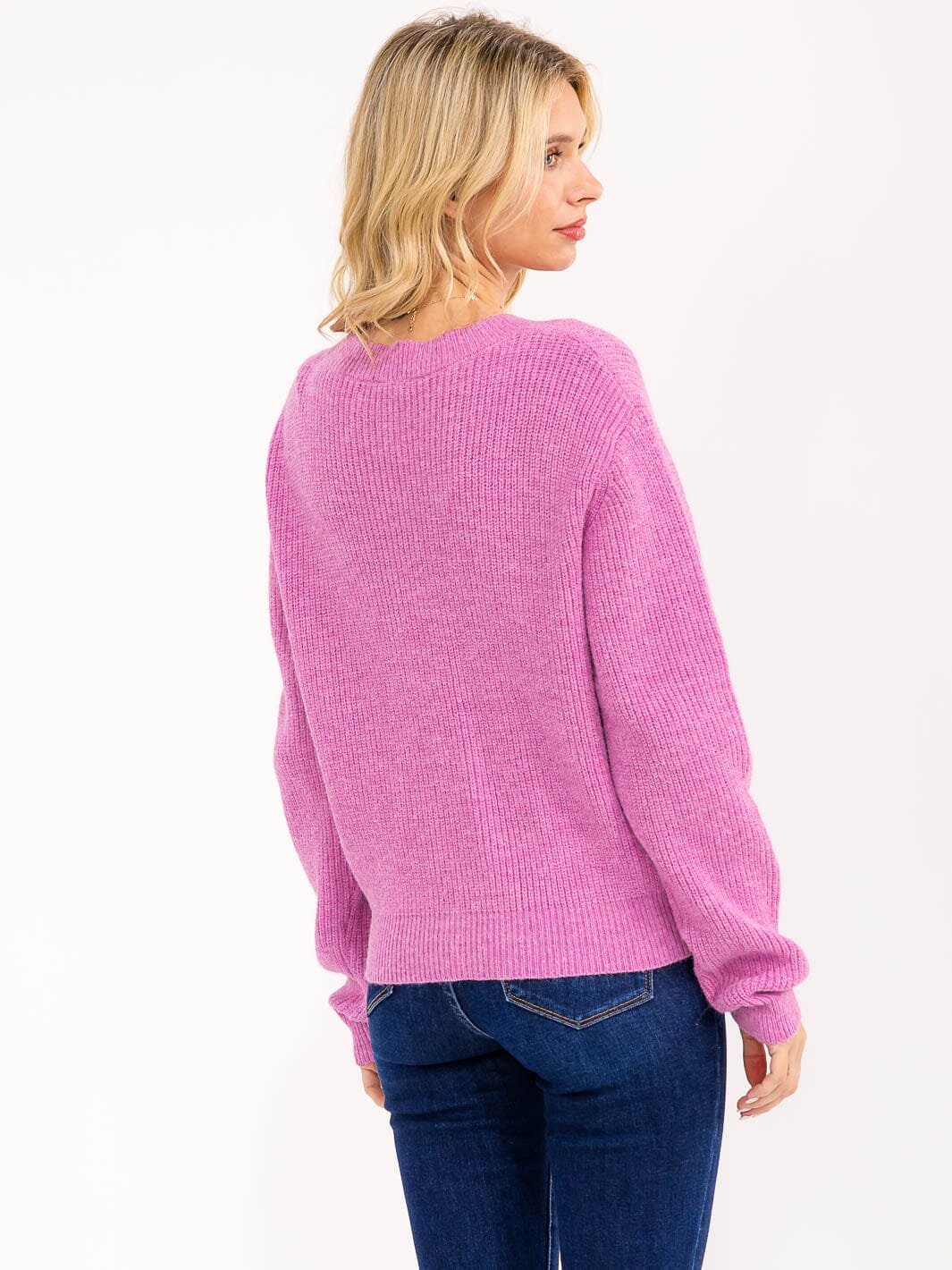 WOMEN'S LONG SLEEVE BUTTON UP STUDS KNIT SWEATER