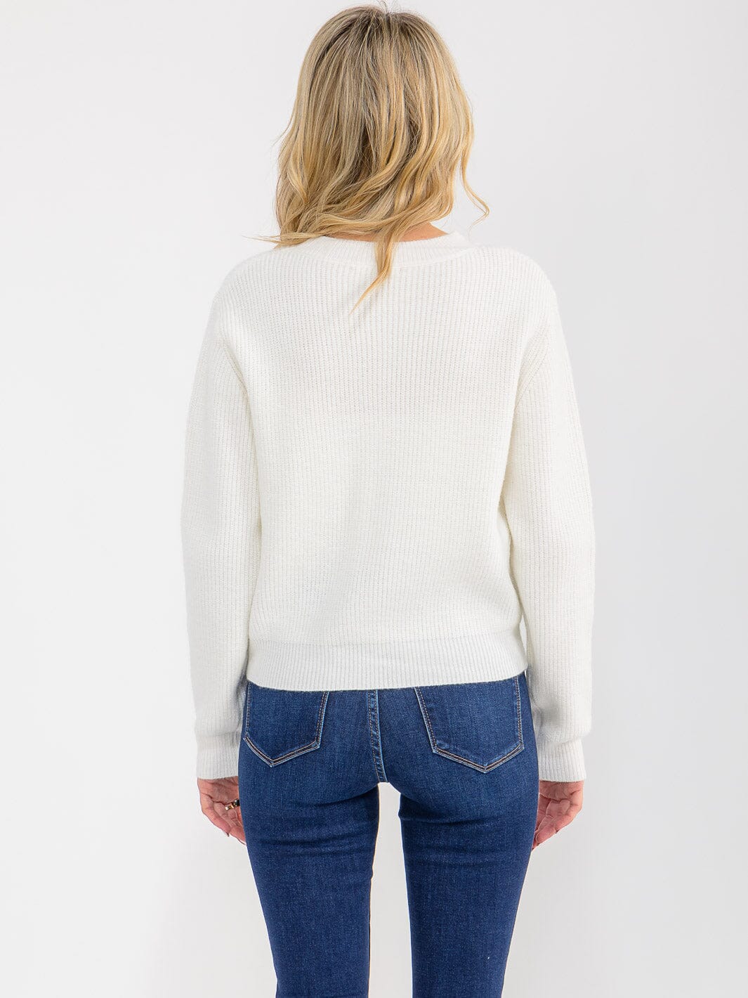 WOMEN'S LONG SLEEVE BUTTON UP STUDS KNIT SWEATER