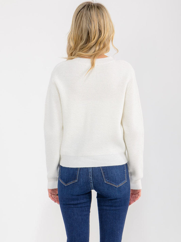 WOMEN'S LONG SLEEVE BUTTON UP STUDS KNIT SWEATER