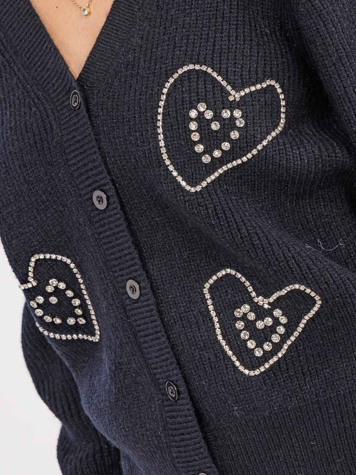 WOMEN'S LONG SLEEVE BUTTON UP STUDS KNIT SWEATER
