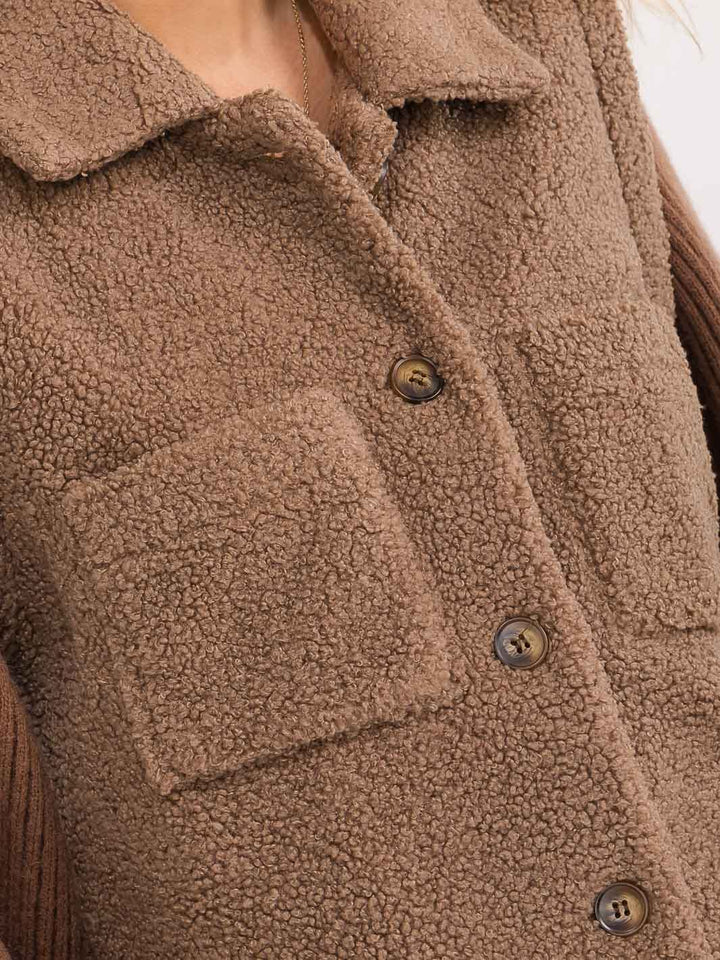 WOMEN'S LONG SLEEVE BUTTON UP FRONT POCKETS CONTRAST JACKET