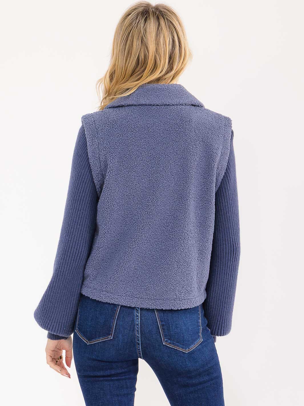 WOMEN'S LONG SLEEVE BUTTON UP FRONT POCKETS CONTRAST JACKET