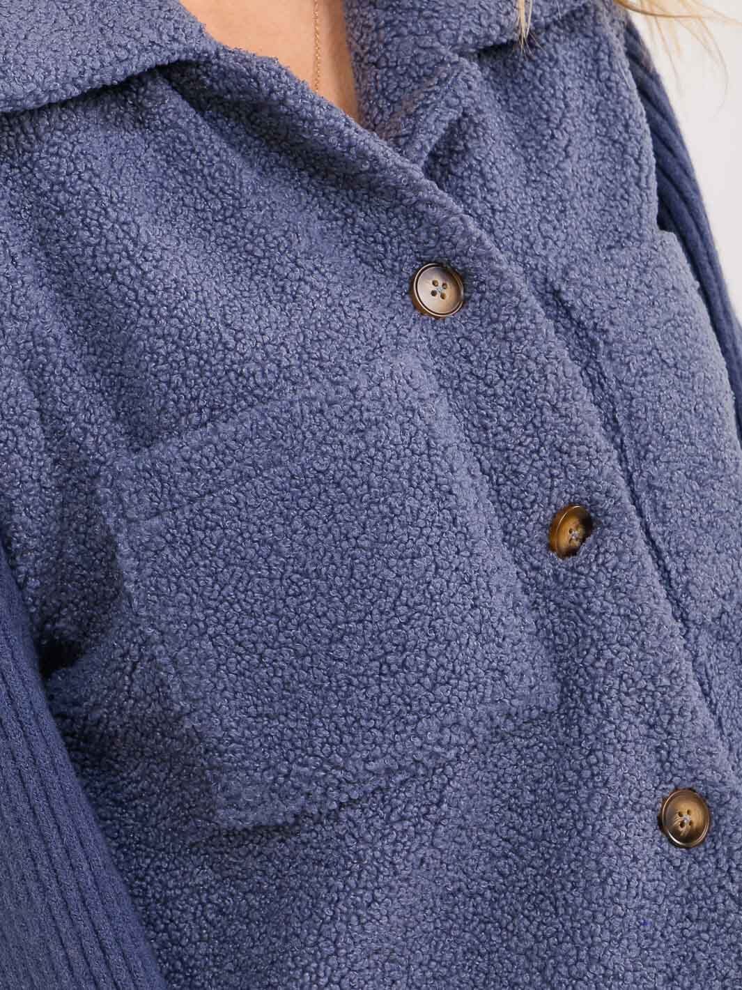 WOMEN'S LONG SLEEVE BUTTON UP FRONT POCKETS CONTRAST JACKET