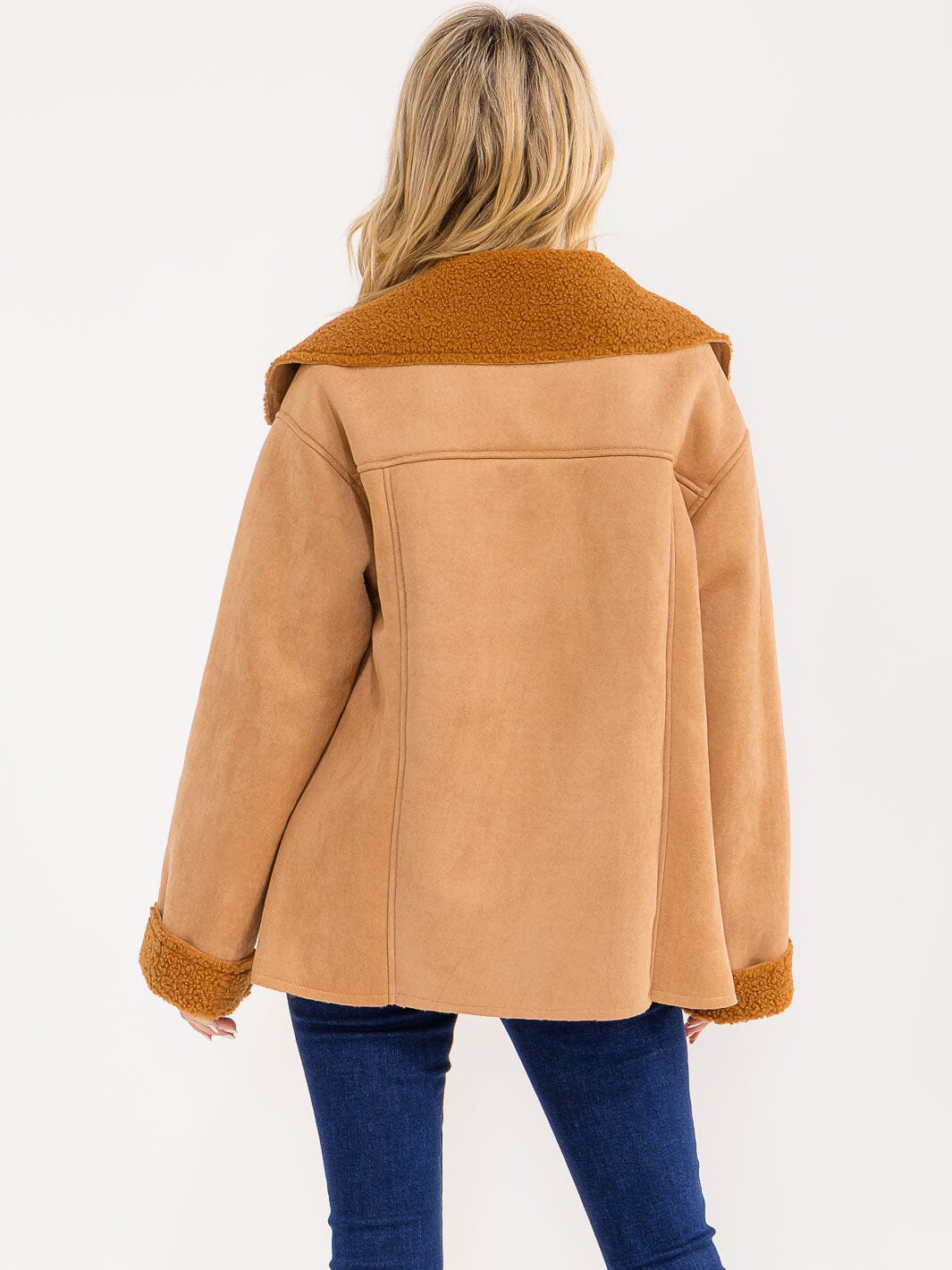 WOMEN'S LONG SLEEVE BUTTON UP FRONT POCKETS CONTRAST JACKET