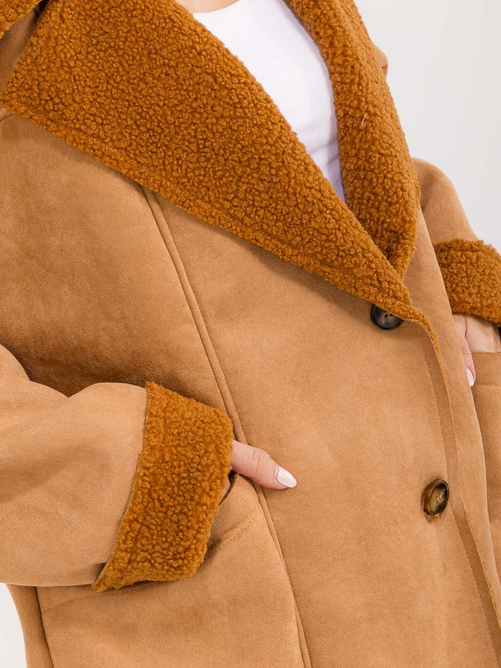 WOMEN'S LONG SLEEVE BUTTON UP FRONT POCKETS CONTRAST JACKET