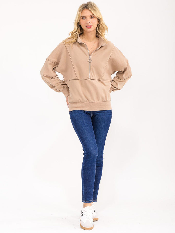 WOMENS'S LONG SLEEVE ZIP UP PULLOVER SWEATER