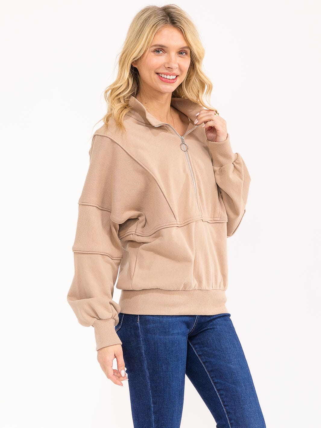 WOMENS'S LONG SLEEVE ZIP UP PULLOVER SWEATER