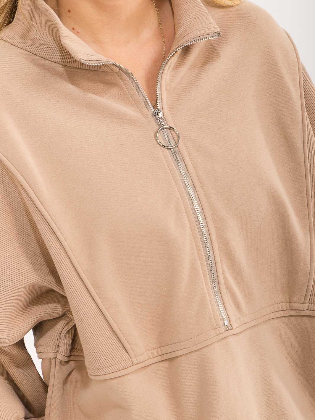 WOMENS'S LONG SLEEVE ZIP UP PULLOVER SWEATER