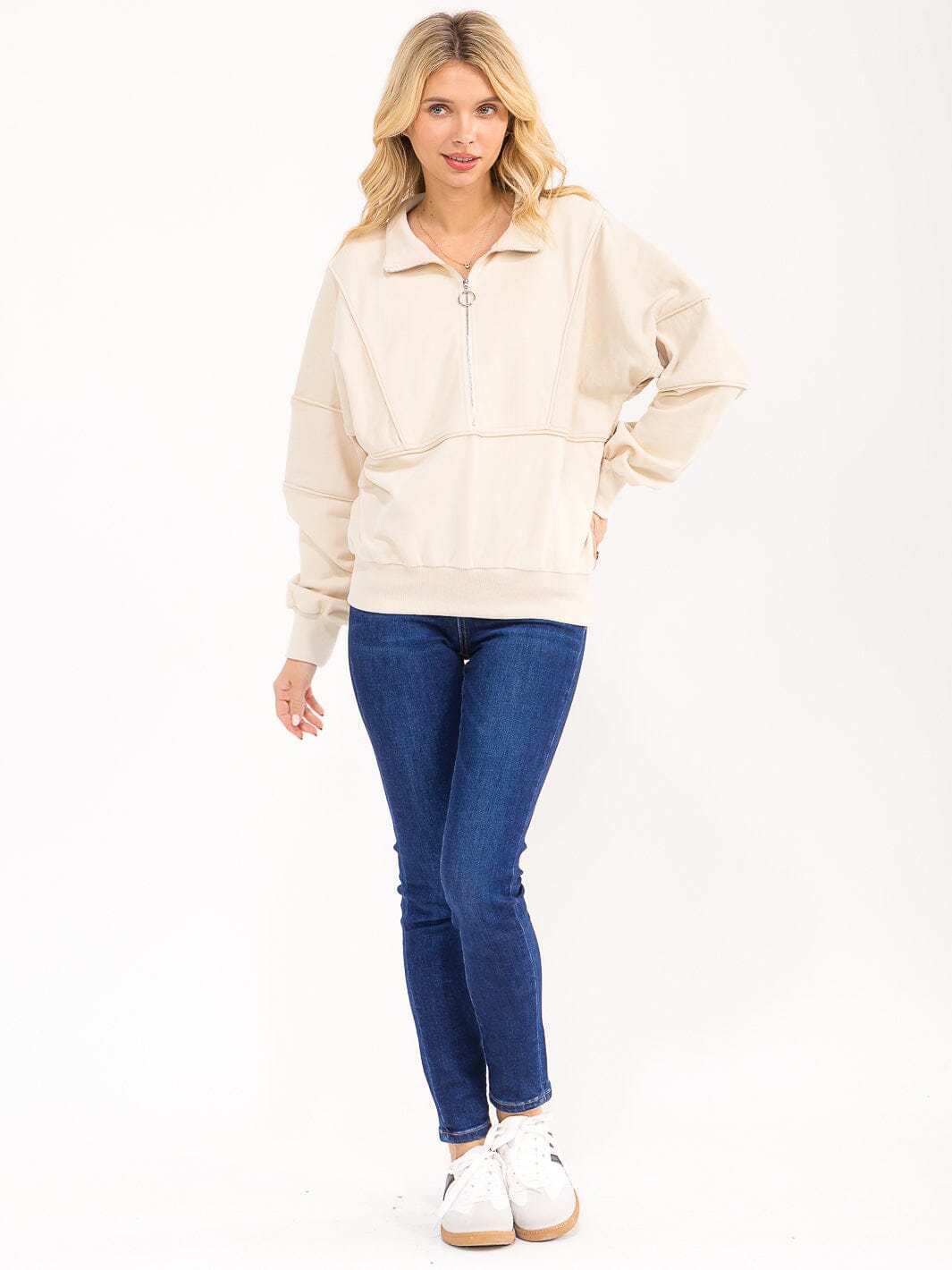 WOMENS'S LONG SLEEVE ZIP UP PULLOVER SWEATER