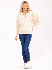 WOMENS'S LONG SLEEVE ZIP UP PULLOVER SWEATER