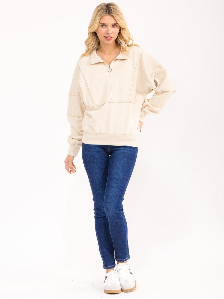 WOMENS'S LONG SLEEVE ZIP UP PULLOVER SWEATER