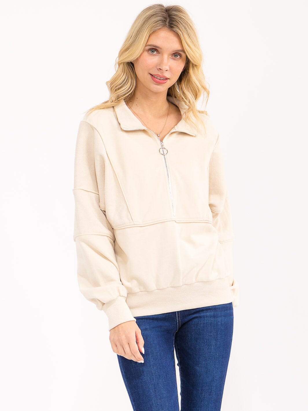WOMENS'S LONG SLEEVE ZIP UP PULLOVER SWEATER