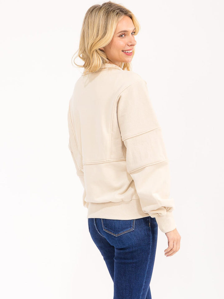 WOMENS'S LONG SLEEVE ZIP UP PULLOVER SWEATER