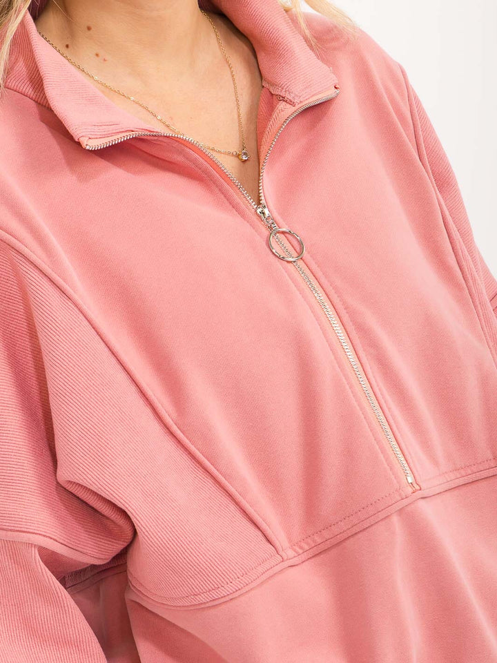 WOMENS'S LONG SLEEVE ZIP UP PULLOVER SWEATER