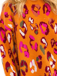 WOMEN'S LONG SLEEVE ANIMAL PRINT PULLOVER SWEATER