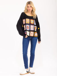 WOMEN'S LONG SLEEVE KNIT DETAILED PULLOVER SWEATER