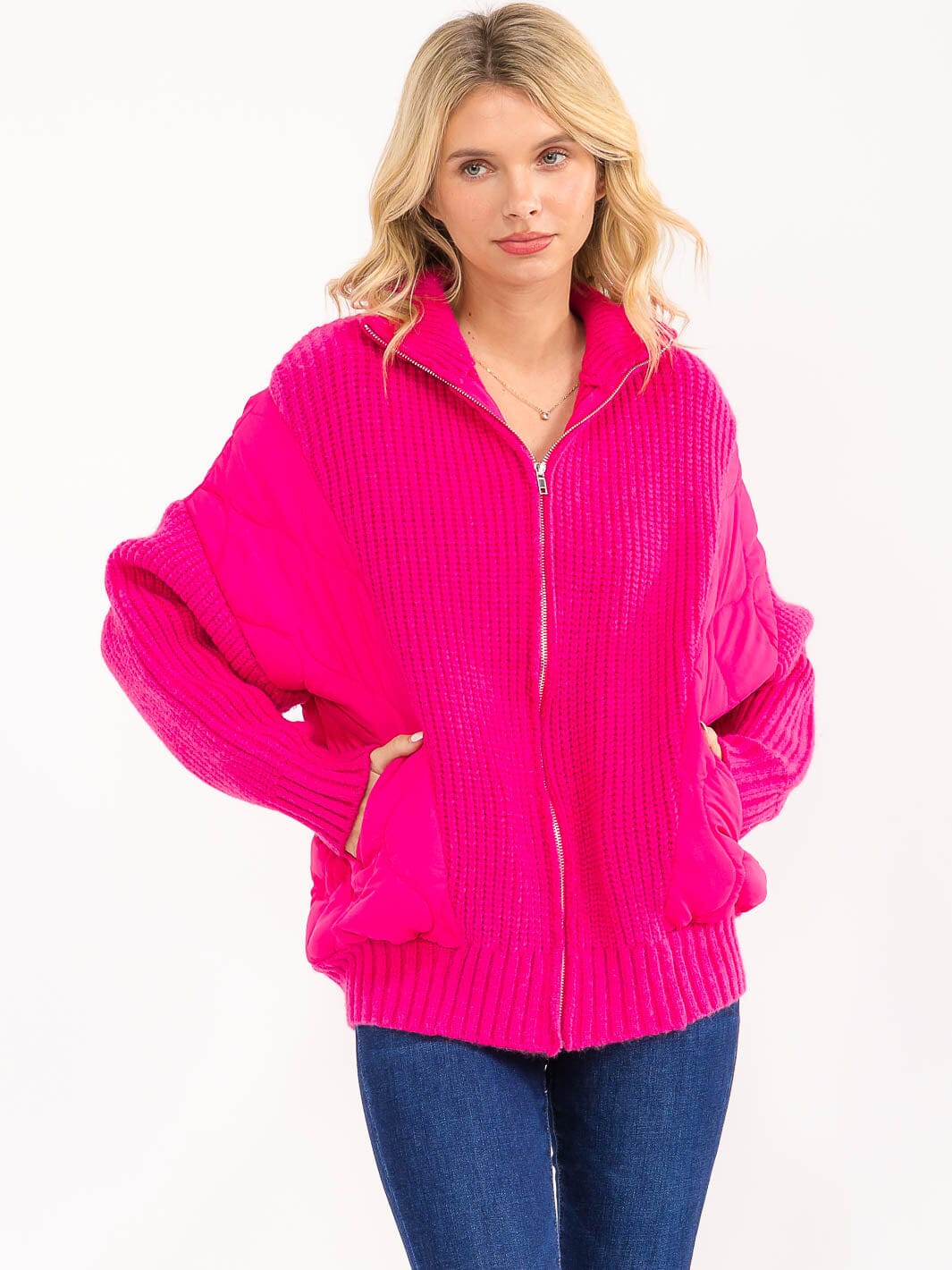 WOMEN'S LONG SLEEVE ZIPPER CLOSURE FRONT POCKETS CONTRAST JACKET