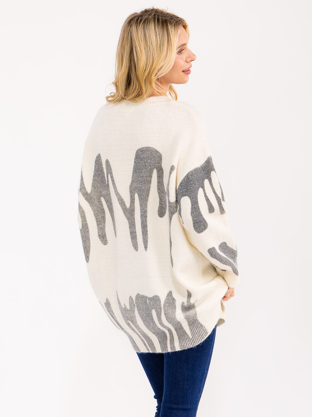 WOMEN'S LONG SLEEVE PRINTED PULLOVER SWEATER