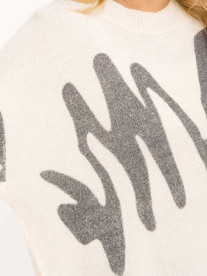 WOMEN'S LONG SLEEVE PRINTED PULLOVER SWEATER