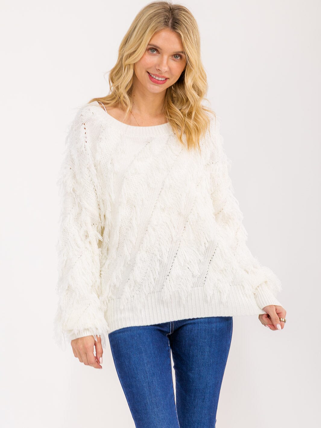WOMEN'S LONG SLEEVE DETAILED KNIT PULLOVER SWEATER