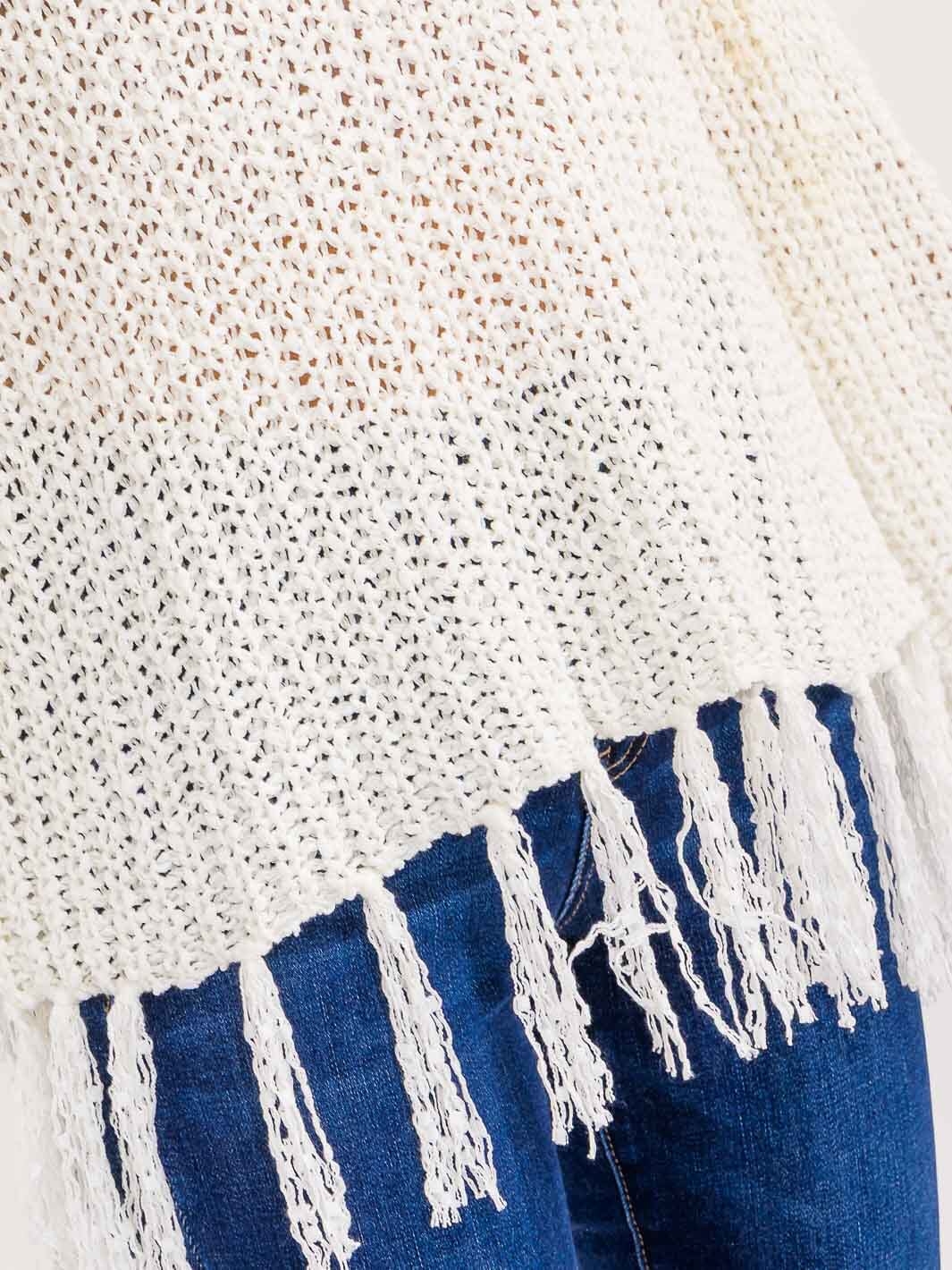 WOMEN'S LONG SLEEVE FRINGE KNIT PULLOVER SWEATER