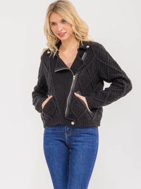 WOMEN'S LONG SLEEVE ZIP UP FRONT FRONT POCKETS JACKET